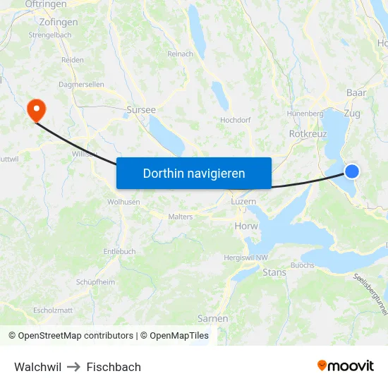 Walchwil to Fischbach map