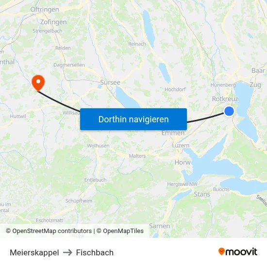 Meierskappel to Fischbach map