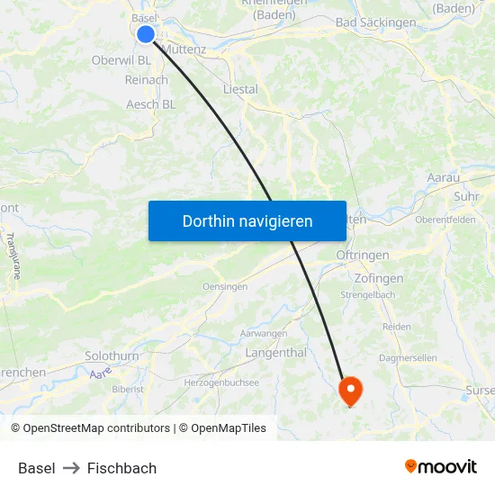 Basel to Fischbach map