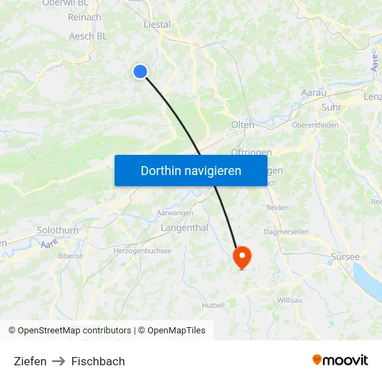 Ziefen to Fischbach map