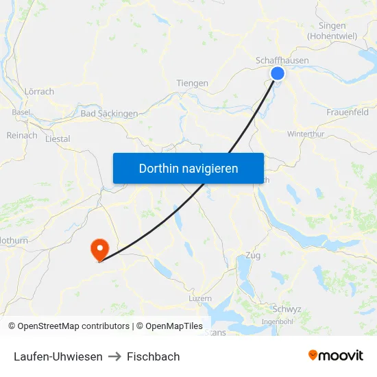 Laufen-Uhwiesen to Fischbach map