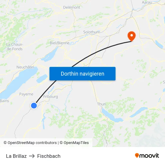 La Brillaz to Fischbach map