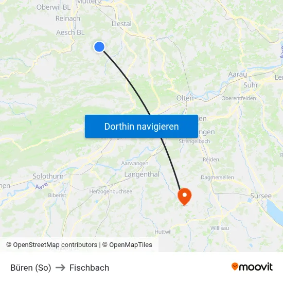 Büren (So) to Fischbach map