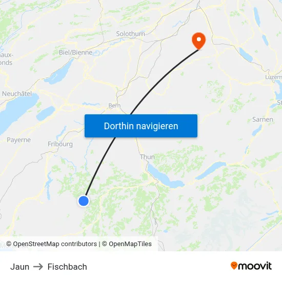 Jaun to Fischbach map