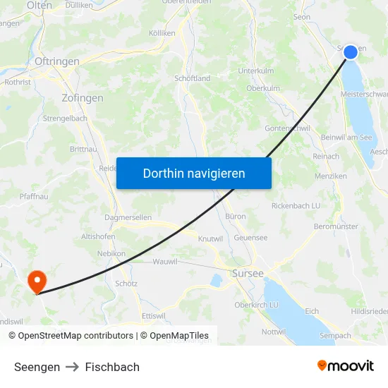 Seengen to Fischbach map