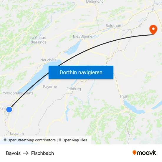 Bavois to Fischbach map