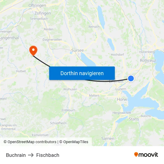 Buchrain to Fischbach map