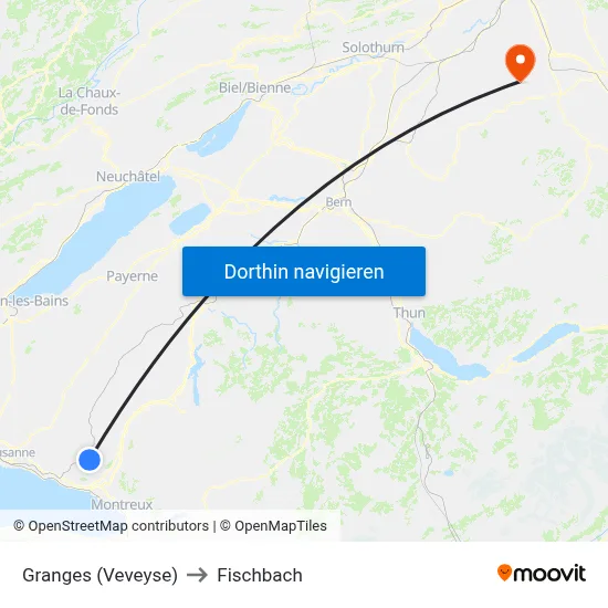 Granges (Veveyse) to Fischbach map