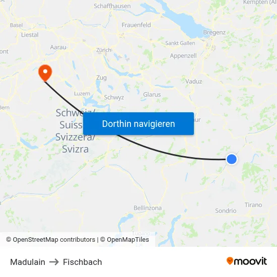 Madulain to Fischbach map