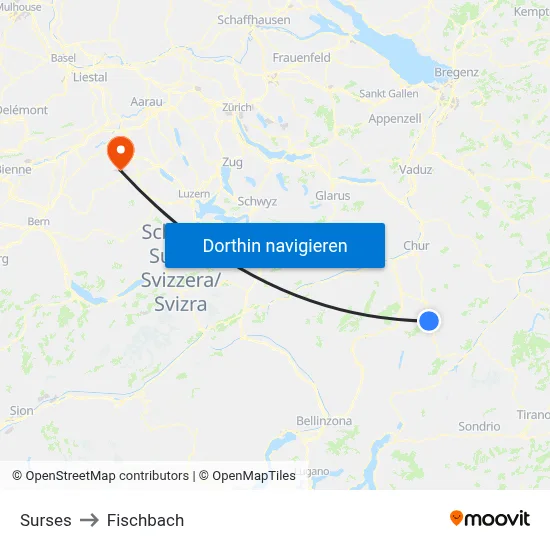 Surses to Fischbach map