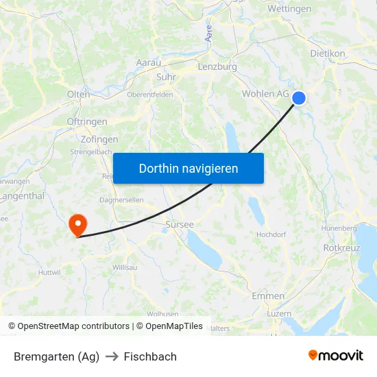 Bremgarten (Ag) to Fischbach map