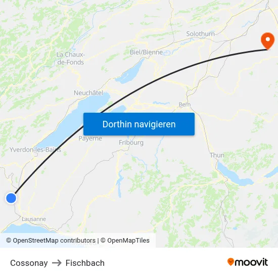 Cossonay to Fischbach map
