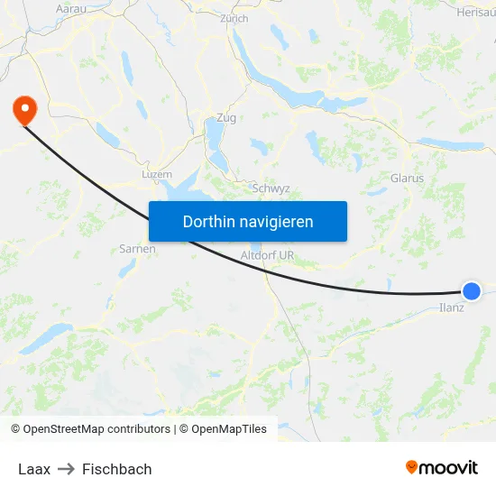 Laax to Fischbach map
