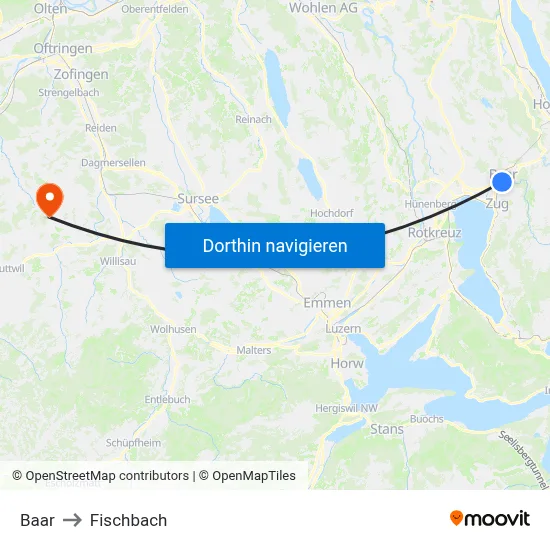 Baar to Fischbach map