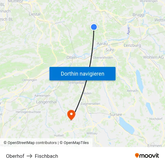 Oberhof to Fischbach map