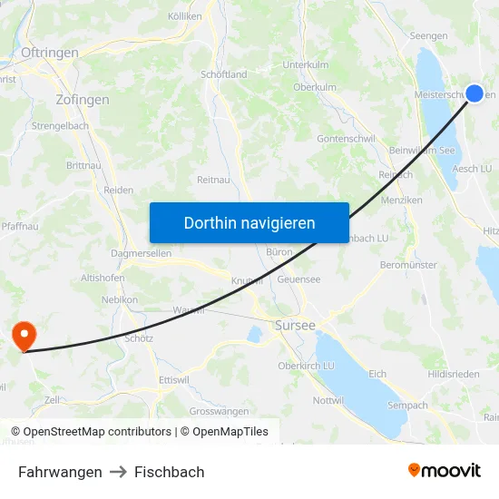 Fahrwangen to Fischbach map