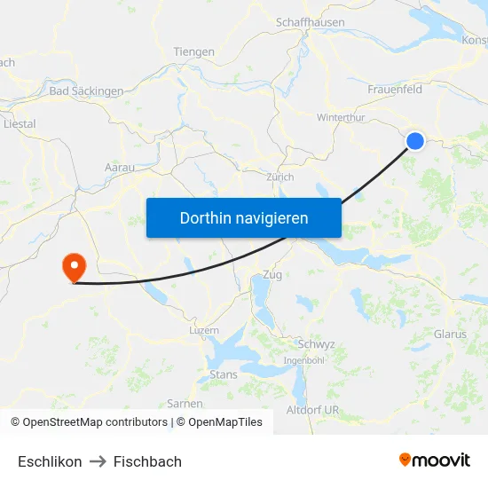 Eschlikon to Fischbach map
