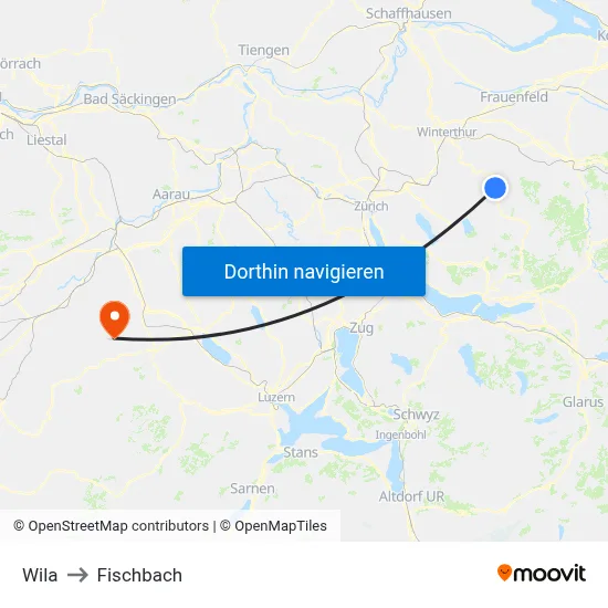 Wila to Fischbach map