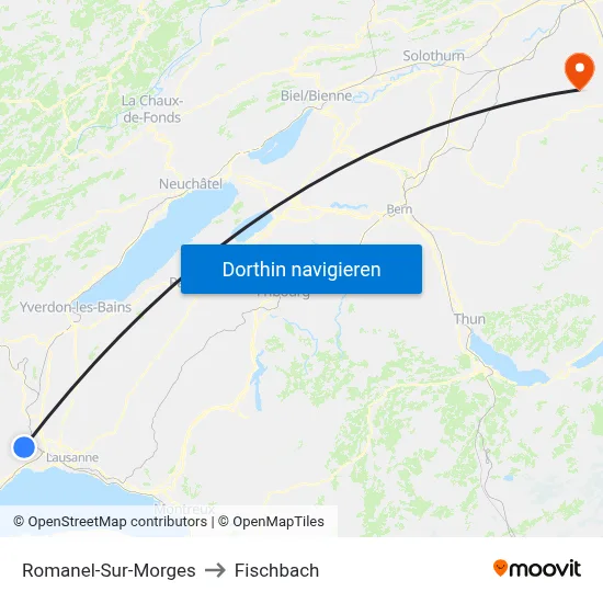 Romanel-Sur-Morges to Fischbach map