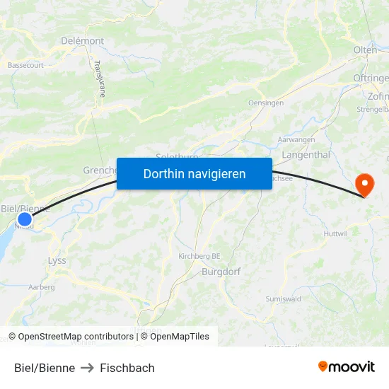 Biel/Bienne to Fischbach map