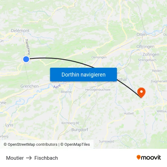 Moutier to Fischbach map
