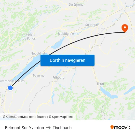 Belmont-Sur-Yverdon to Fischbach map