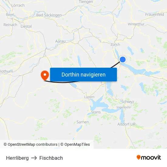Herrliberg to Fischbach map