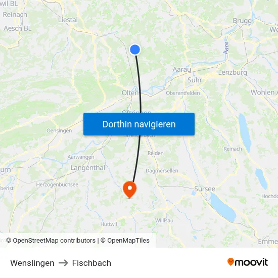 Wenslingen to Fischbach map