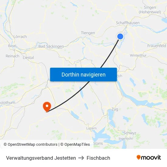 Verwaltungsverband Jestetten to Fischbach map