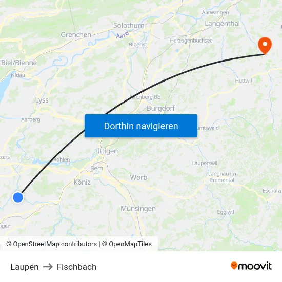 Laupen to Fischbach map