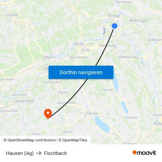 Hausen (Ag) to Fischbach map