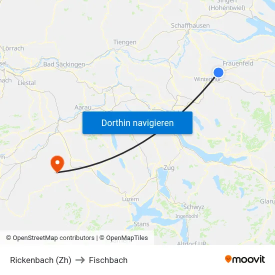 Rickenbach (Zh) to Fischbach map