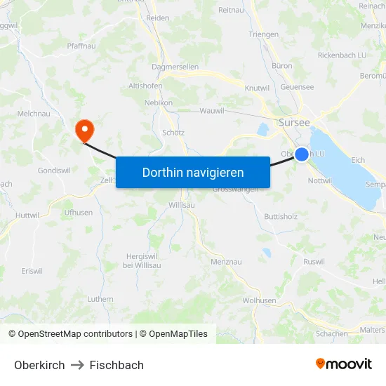 Oberkirch to Fischbach map