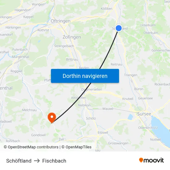 Schöftland to Fischbach map