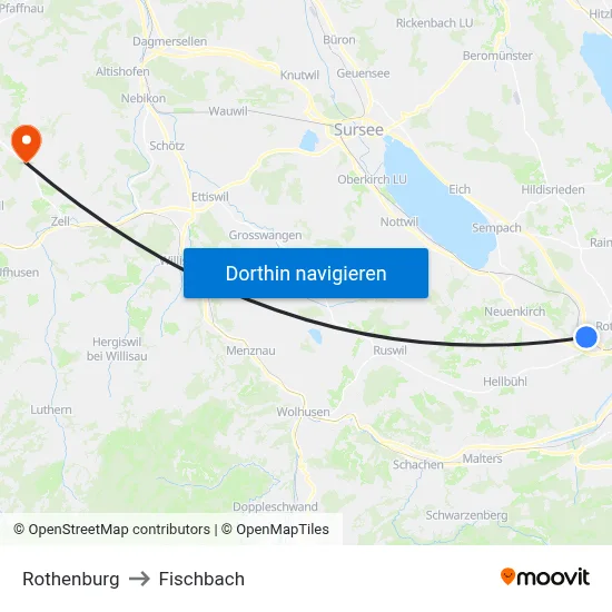 Rothenburg to Fischbach map