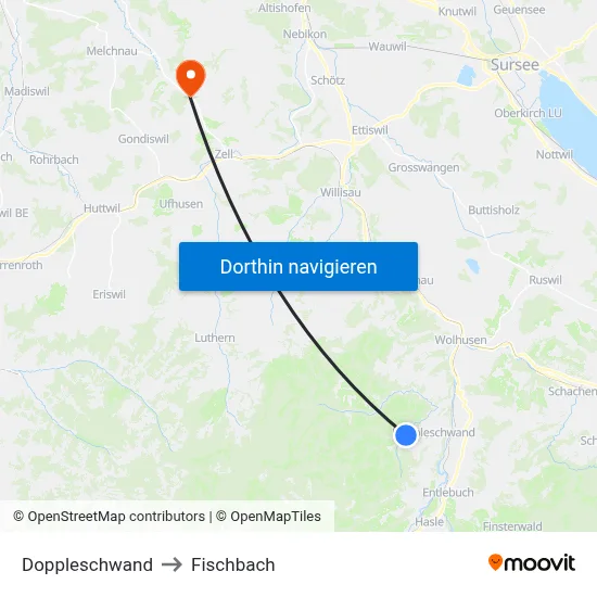 Doppleschwand to Fischbach map