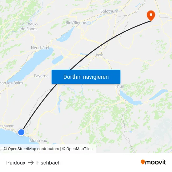 Puidoux to Fischbach map