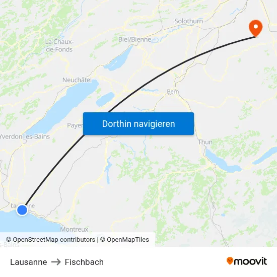 Lausanne to Fischbach map