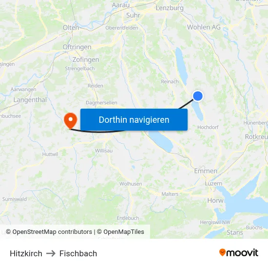 Hitzkirch to Fischbach map