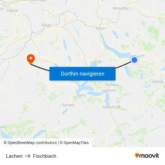 Lachen to Fischbach map