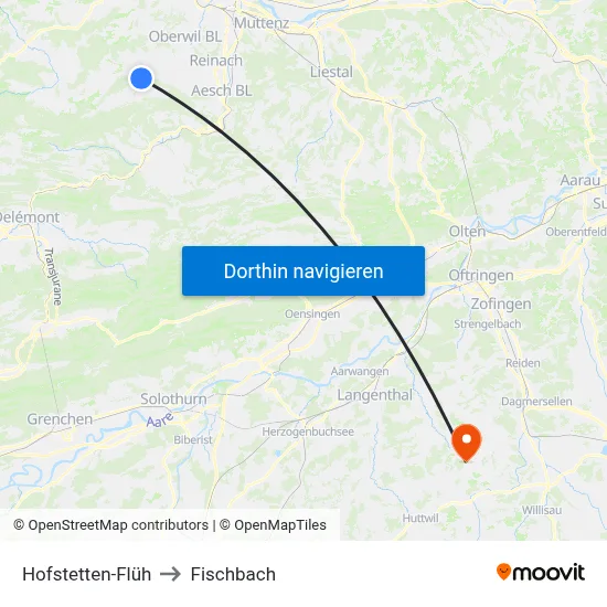 Hofstetten-Flüh to Fischbach map