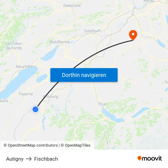 Autigny to Fischbach map
