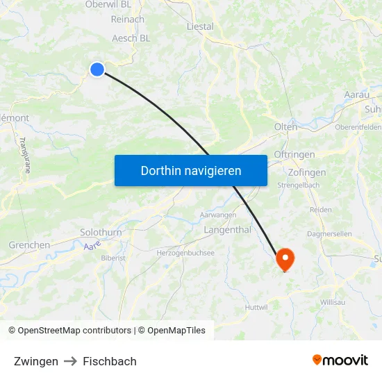 Zwingen to Fischbach map