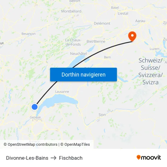 Divonne-Les-Bains to Fischbach map