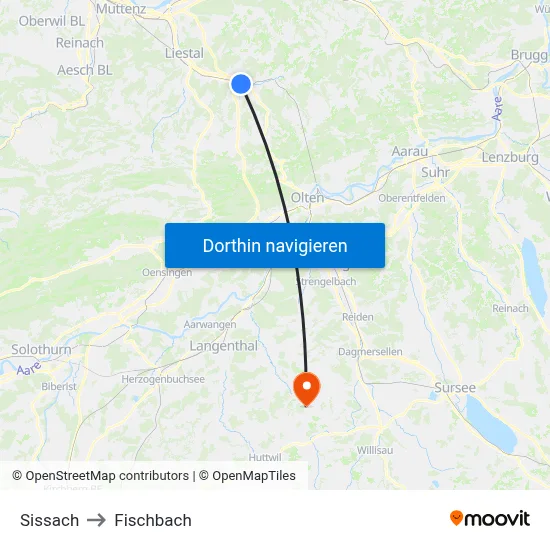 Sissach to Fischbach map