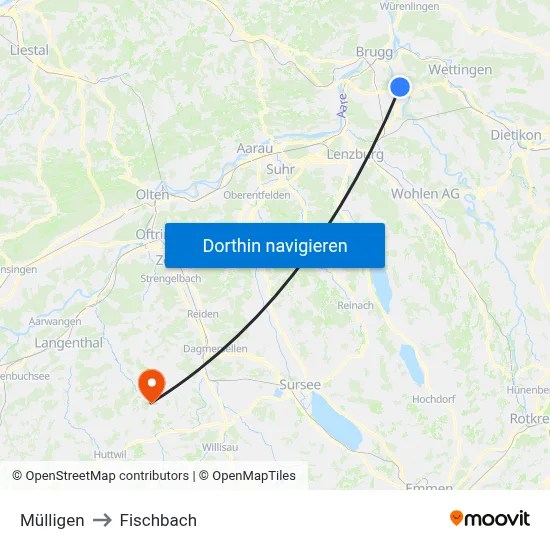 Mülligen to Fischbach map