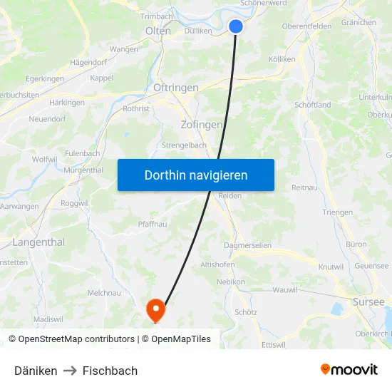 Däniken to Fischbach map