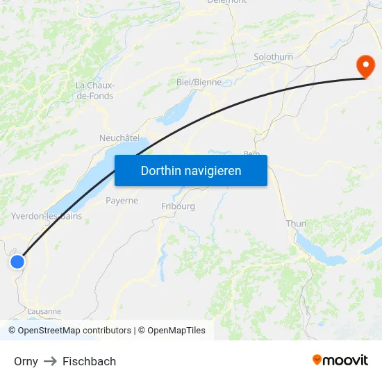 Orny to Fischbach map