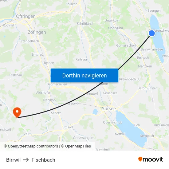 Birrwil to Fischbach map