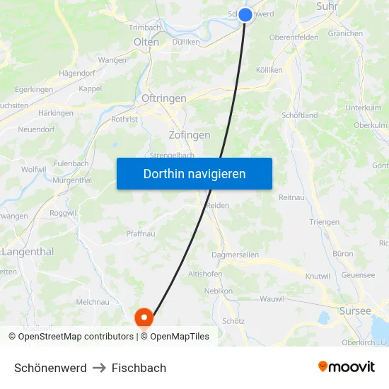 Schönenwerd to Fischbach map